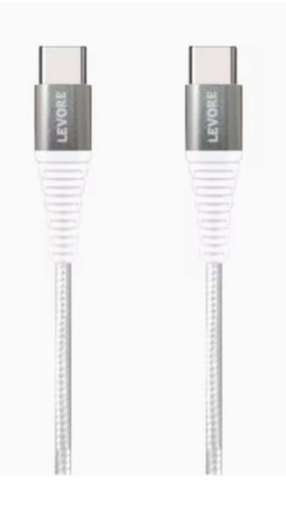 Levore 1m Nylon Braided USB C to USB C Cable White, LC5211-WH