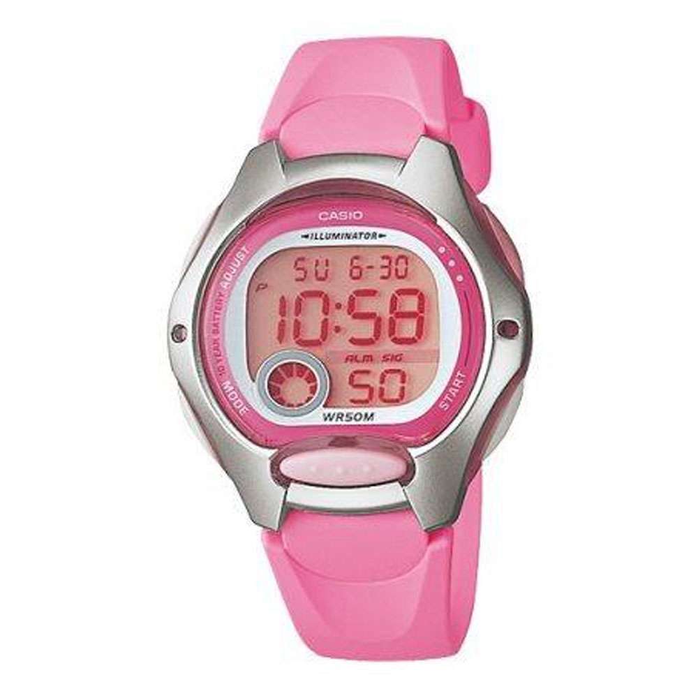 Casio Women's Youth Digital Dual Time Pink Strap Watch, lw200-4b