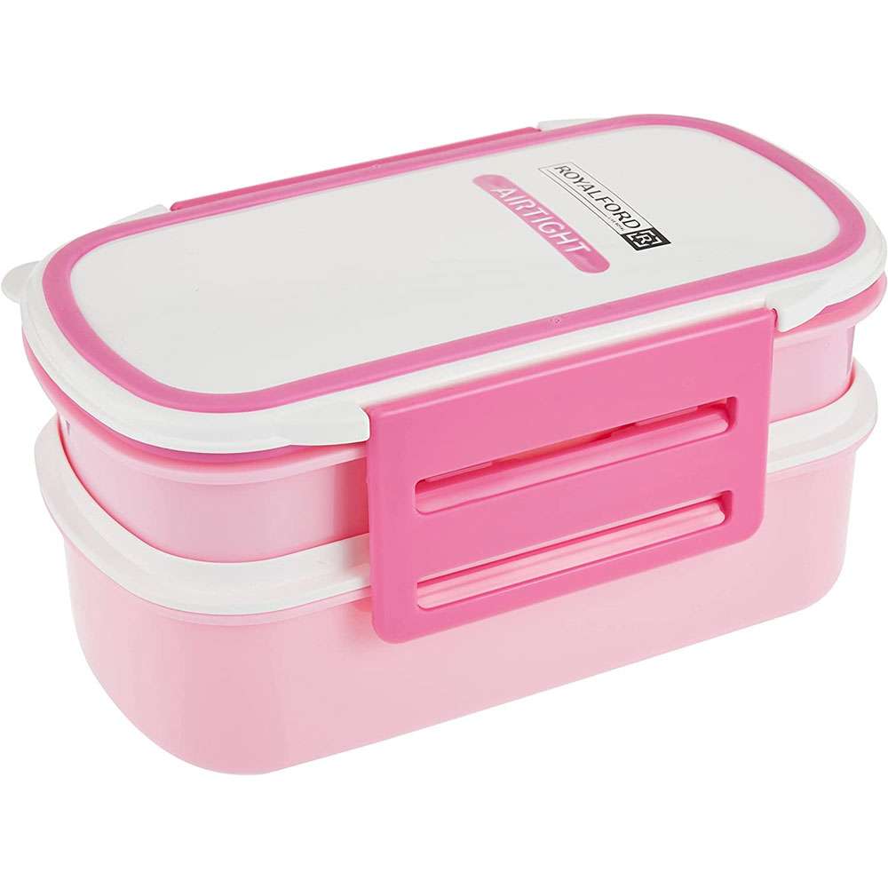Royalford Double Layer Air Tight Leak-Proof Lunch Box, Pink
