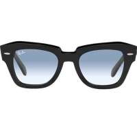 Ray-Ban State Street Full-Rim Wayfarer Polished Black Sunglasses Unisex Blue Lens, RB2186 STATE STREET 901/3F 49-20 145 2N