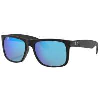 Ray-Ban Full Rim Justin Square Matte Black Unisex Sunglasses Mirrored Blue Lens, RB4165 JUSTIN 622/55 54-16 145 3N