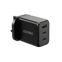 Levore Wall Charger power delivery PD GaN 65W 3 Port Black, LGW131-BK