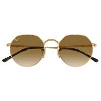 Ray-Ban Jack Full-Rim Round Polished Gold Sunglasses Unisex Brown Lens, RB3565 JACK 919633 51-20 145 3N