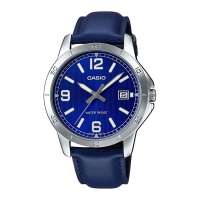 Casio Mens Blue Leather Analog Watch