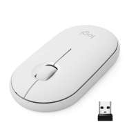 Logitech M350 Pebble Wireless Mouse, Bluetooth or Wi-Fi with USB Mini-Receiver, White
