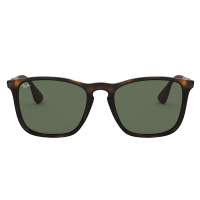 Ray-Ban Chris Full-Rim Square Polished Havana Sunglasses UnisexGreen Lens, RB4187 CHRIS 71071 54-18 145 3N