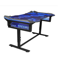 E-Blue Gaming Desk, 1.35 Metres Length, 4 Levels of Adjustable Height, RGB Glowing Light Effect