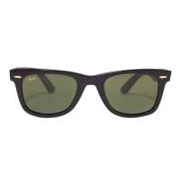 Ray-Ban Full Rim Wayfarer Classic Square Black Sunglasses For Men Green Lens, RB2140 137331 50-22 150 3N