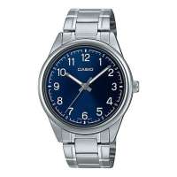 Casio Mens Standard Stainless Steel Blue Easy Reader Dial Analog Watch, MTP-V005D-2B4