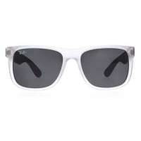 Ray-Ban Justin Full-Rim Rectangular Matte Clear Sunglasses Unisex Grey Lens, RB4165 JUSTIN 651287 54-16 145 3N