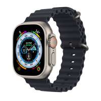 Apple Watch Ultra GPS Plus Cellular Titanium Case 49mm with Midnight Ocean Band, MQFK3